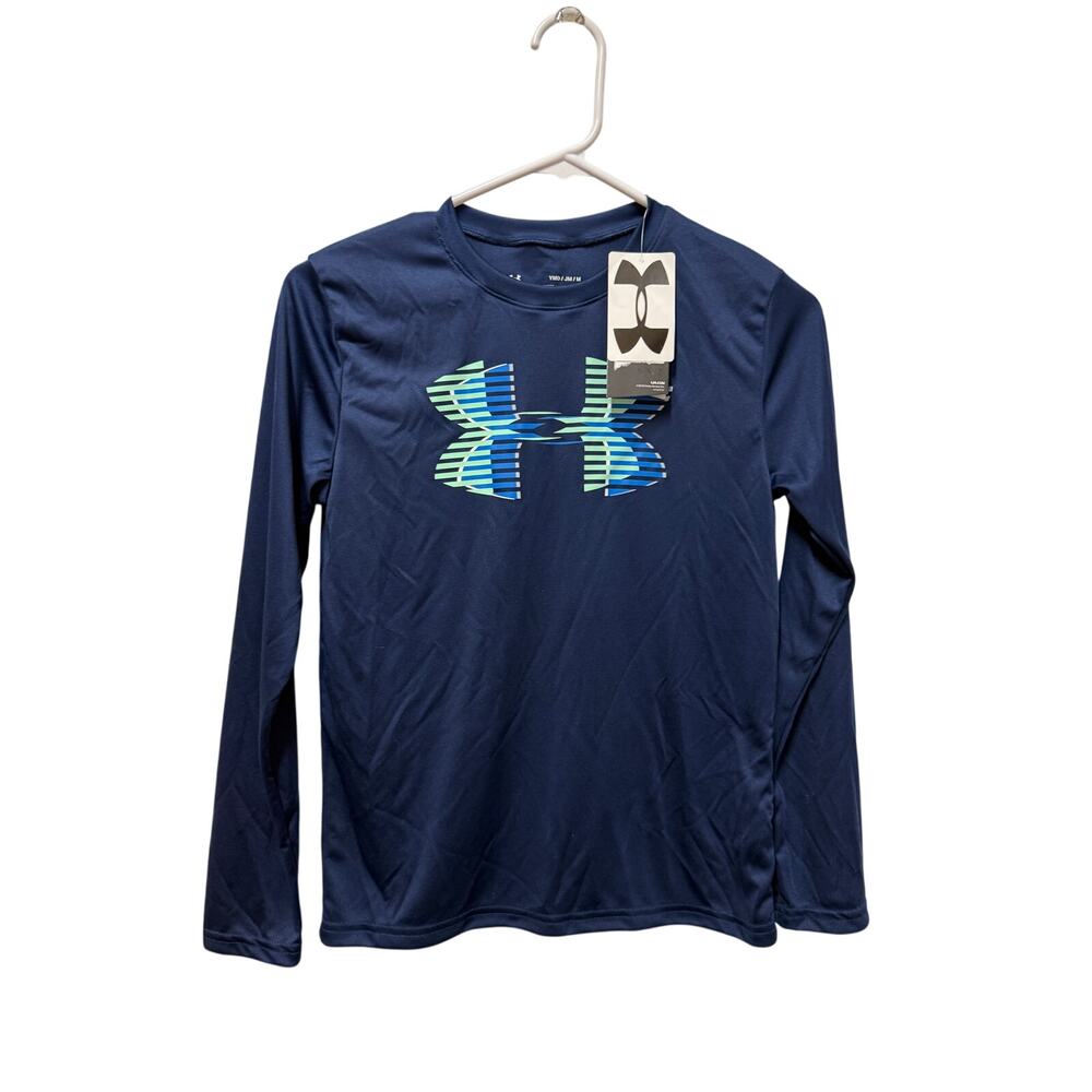 NWT Youth Medium Navy Blue Under Armour Long Sleeve Athletic Shirt